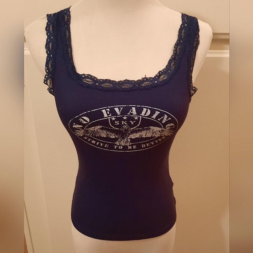 SHEIN dark blue lace tank top
